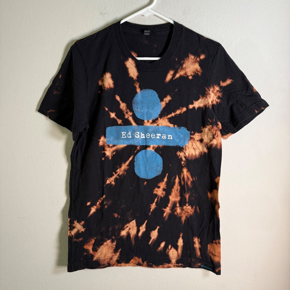Ed Sheeran Divide Tour Custom Tie Dye Bleach Wash Graphic T-Shirt Mens Medium